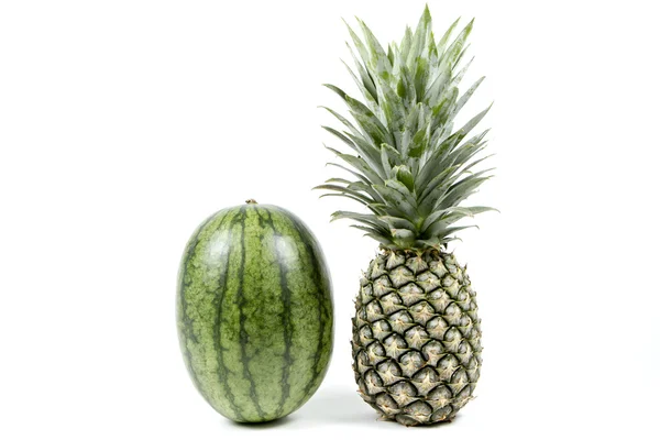 Watermelon and pineapple isolated on white background. — Stock Photo, Image