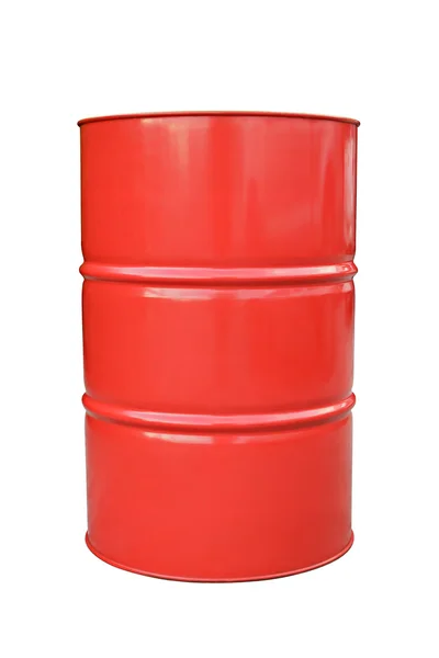 Red metal barrel isolated on white. — Stock Photo, Image