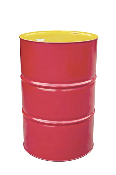 Pastel red metal barrel isolated on white. — Stock Photo, Image