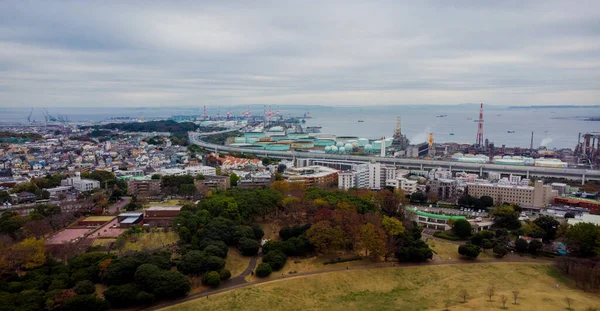 Skyline Luftaufnahme Yokohama — Stockfoto