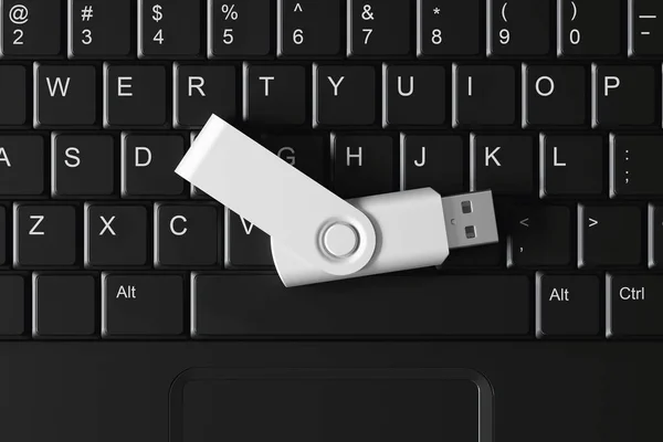 USB, dizüstü bilgisayarda klavye modeli. 3d oluşturma