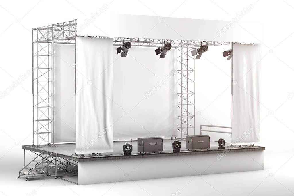 Stage advertising boards and banners mockup