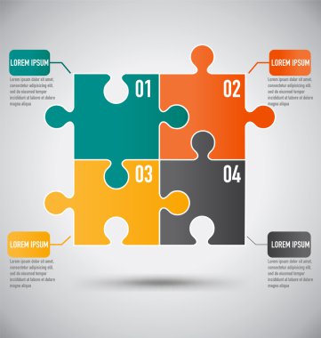 Squre Puzzle Piece Infographics Template With Business Concept clipart