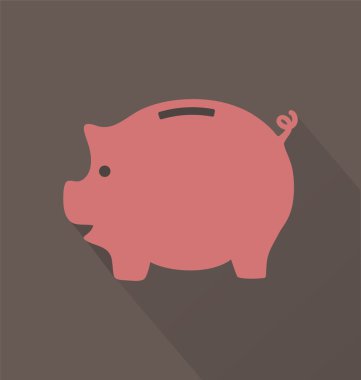 Kahverengi zemin düz pembe kumbara simgesini