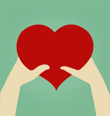 Kadın ve adam elinde kalp ile