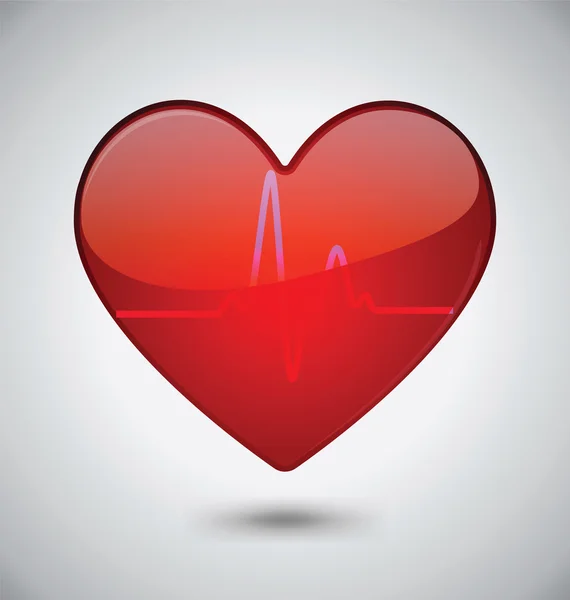 Glossy Heartbeat Vector icon Design — Stock Vector