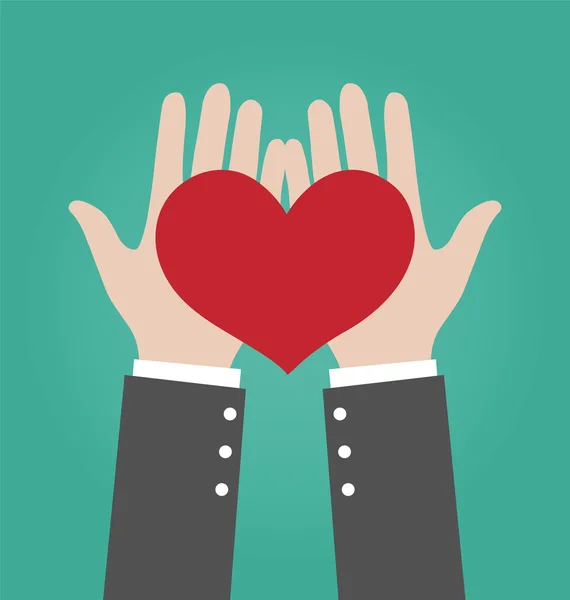 Χέρια επιχειρηματία δίνοντας κόκκινη καρδιά — Διανυσματικό Αρχείο