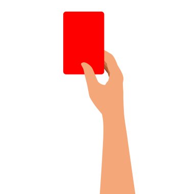 Hand Holding A Red Card Isolated On White Background clipart