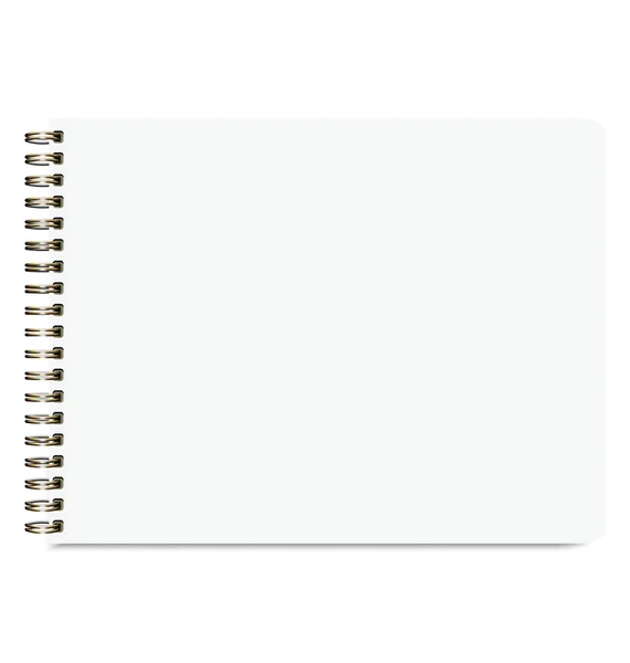 Cuaderno de bocetos realista en blanco aislado sobre fondo blanco — Vector de stock