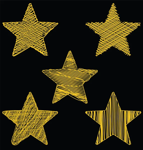Set Of The Drawn Scribble Gold Stars, Icon Vector design Set 2 — стоковый вектор