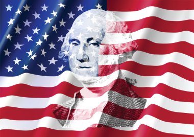 George Washington üzerinde Amerika bayrağı Amerika