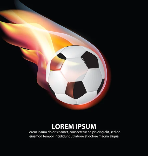 Izolovaná požární fotbalový míč nebo fotbal na plamen ohně — Stockový vektor