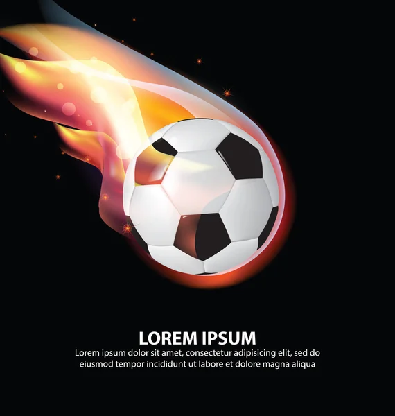 Bola de fútbol aislada o fútbol en llamas con estrellas — Vector de stock