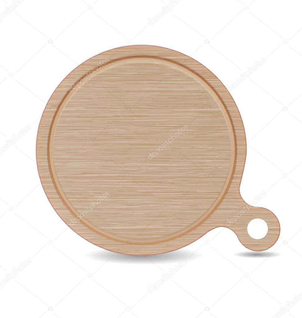 Isolated Cutting board, White Oak Wood Pizza Tray with Handle Stock