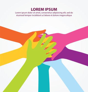 Birçok renkli takım çalışması insanlar ellerini arka plan