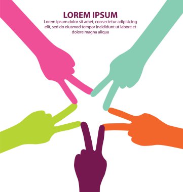 Yaratıcı renkli zafer el arka plan bağlamak