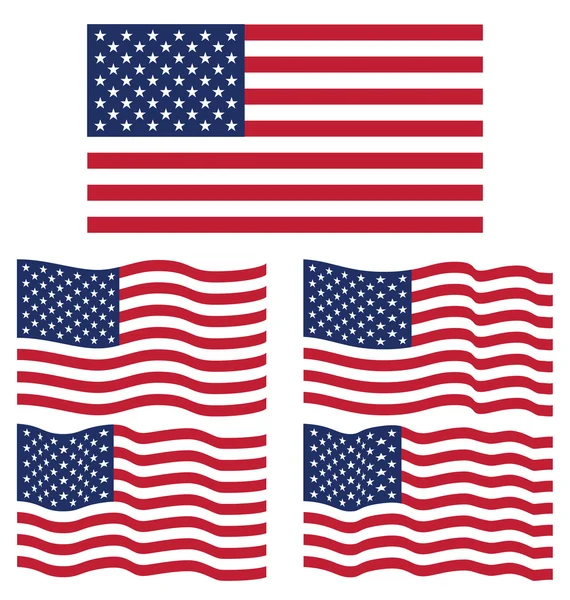 Flat and Waving Flag Of United State of America — Stock Vector