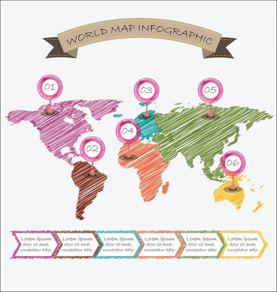 Weltkarte Illustration Infografik geometrische Skizze Design — Stockvektor