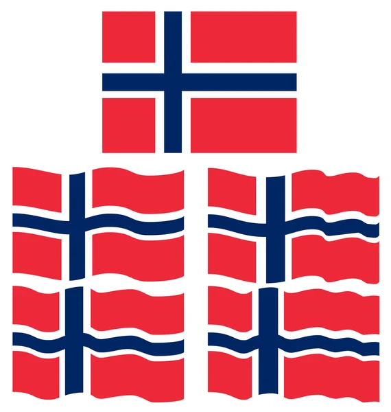 Bandera plana y ondeante de Noruega — Vector de stock