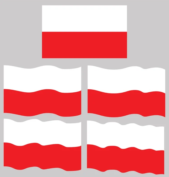 Bandiera piatto e sventolante della Polonia — Vettoriale Stock