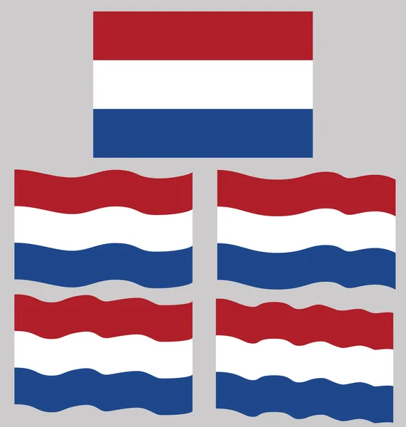 Flache und schwenkende Flagge der Niederlande — Stockvektor