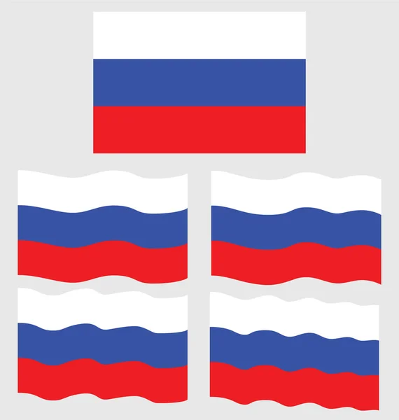 Bandeira plana e ondulada da Rússia —  Vetores de Stock