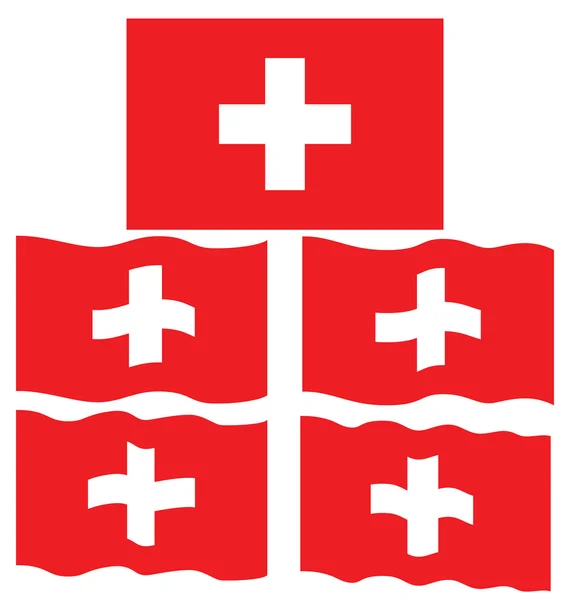 Flat and Waving Flag of Switzerland — Stock Vector