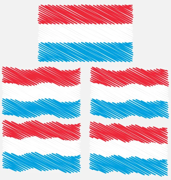 Flache und winkende Hand zeichnen Skizze Flagge von Luxemburg — Stockvektor