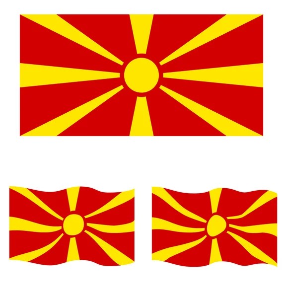 Flat and Waving Flag of Republic of Macedonia — Stock Vector