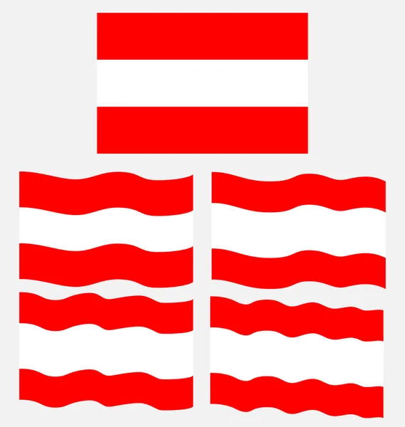 Флаг Австрии с плоским и размахивающим флагом — стоковый вектор