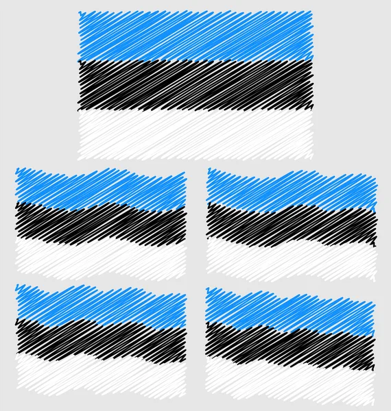 Bandeira de desenho de mão plana e ondulada da Estônia — Vetor de Stock