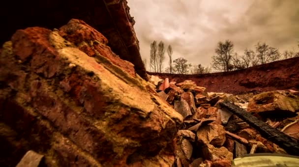 The collapse of the rock. landfills. clouds.time lapse. — Stock Video