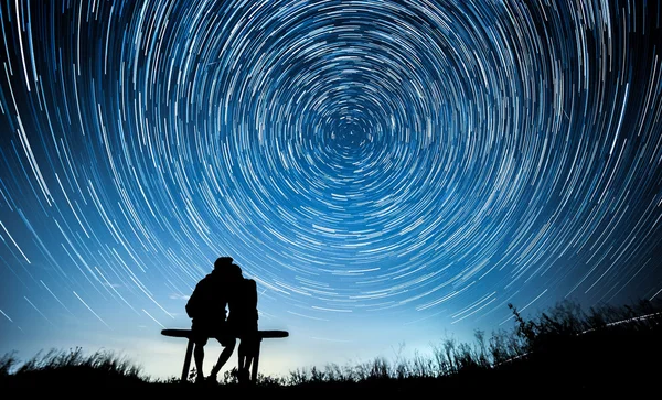 romantic stars trail night sky
