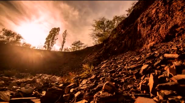 Χρονικό Σφάλμα ηλιοβασίλεμα γρανιτένιους βράχους — Αρχείο Βίντεο