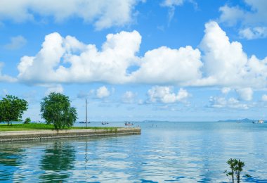 Mavi gökyüzü ve Deniz Manzaralı