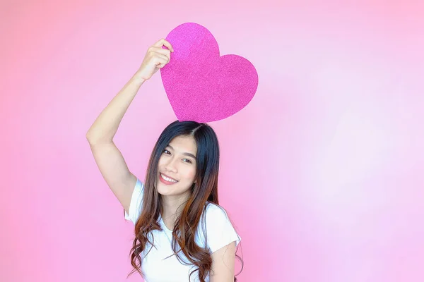 Portrait Belle Adolescente Asiatique Portant Shirt Blanc Une Jupe Rose — Photo