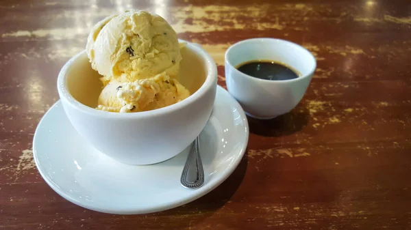 Affogato Com Sorvete Café Mesa — Fotografia de Stock