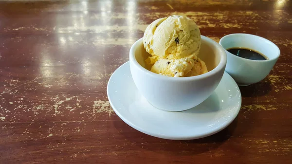 Affogato Avec Crème Glacée Café Sur Table — Photo