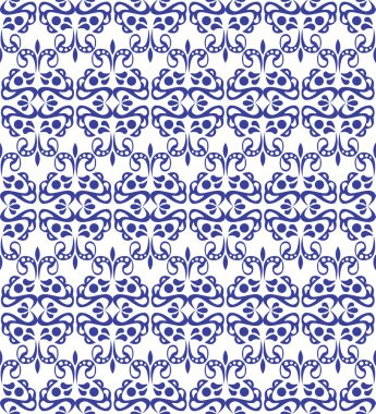 Vintage elemanları ile mavi zarif desen