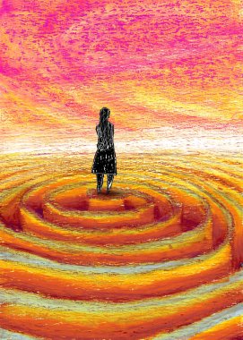 A person lost in the labyrinth of solitude clipart