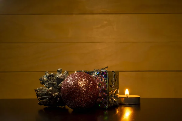 Decoração Natal Com Velas — Fotografia de Stock