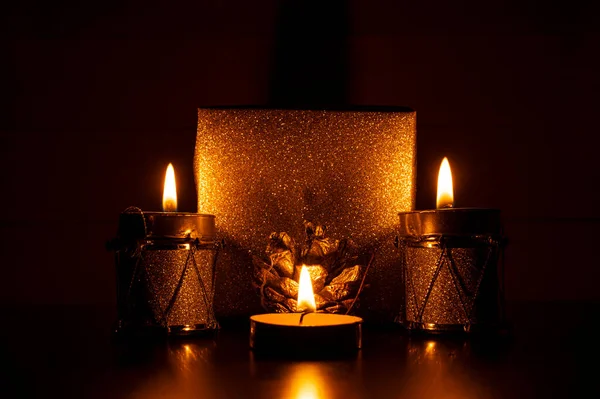 Decoração Natal Com Velas — Fotografia de Stock