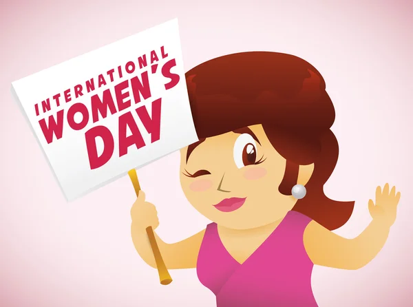 Kobieta maszerujących znakiem dzień kobiet, ilustracji wektorowych — Wektor stockowy