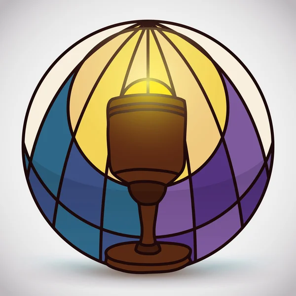 Holy Chalice in Stained Glass Style, Vector Illustration — Stock Vector