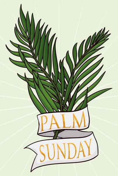 Couple of Branches with Ribbon for Palm Sunday, Vector Illustration — Διανυσματικό Αρχείο