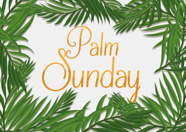 Golden Palm Sunday Text with Branches Around it, Vector Illustration Ліцензійні Стокові Вектори