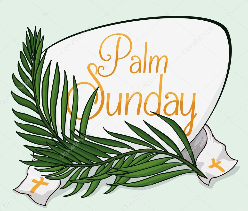 Palm Sunday Sign with Branches and Stole, Vector Illustration