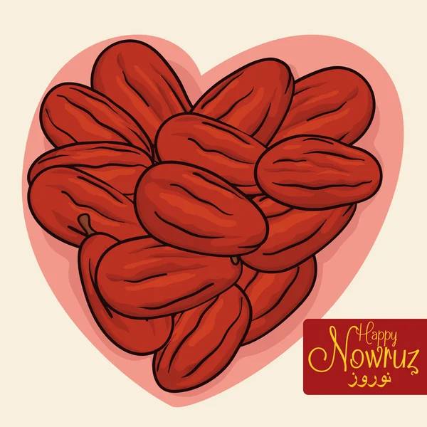Senjed getrocknet und bildet Herzform für Nowruz, Vektorillustration — Stockvektor