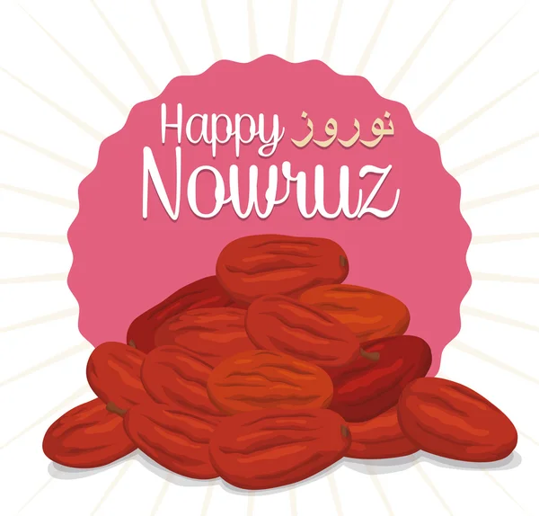 Сенджед сухофрукты с приветственным словом для Nowruz, векторная иллюстрация — стоковый вектор