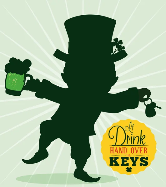 Leprechaun Silueti ile Sürücü Hatırlatma Güvenliği, Vektör İllüstrasyon